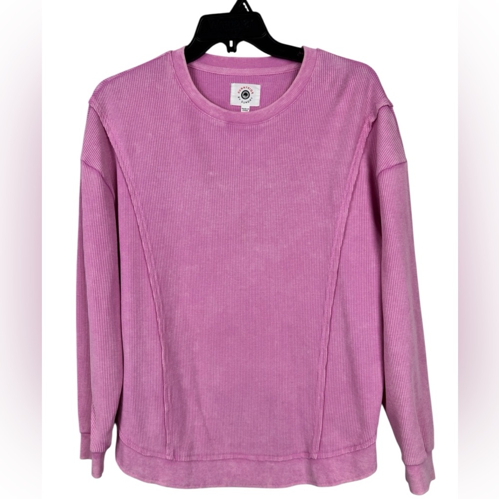 Sunnyside by Sundry waffle knit long sleeve Washed pink top L